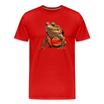 Sei kein Frosch und nutze deine Warnweste - Männer Premium Bio T-Shirt - Rot - Vorne - Damien (186cm)