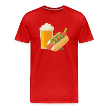 Bier und Hot Dog - Männer Premium Bio T-Shirt - Rot - Vorne - Damien (186cm)