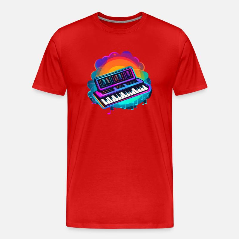Keyboarder Synthwave 80s Geschenk - Männer Premium Bio T-Shirt - Rot