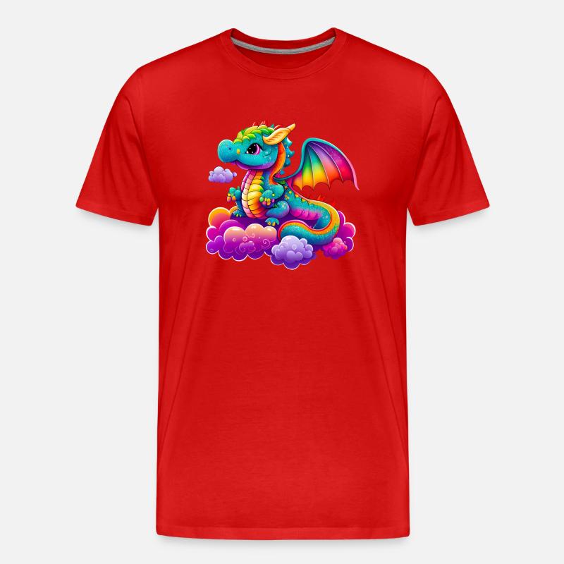 Süßer bunter Drache - Männer Premium Bio T-Shirt - Rot