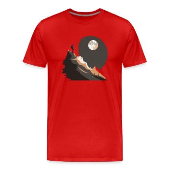 Hikers by moonlight in the mountains - Men's Premium Organic T-Shirt - red - Front - Damien (186cm)