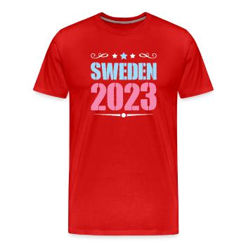 Suède 2023 - T-shirt bio Premium Homme - rouge - Devant - Damien (186cm)