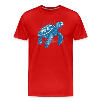 Tortue nageant librement dans la mer - T-shirt bio Premium Homme - rouge - Devant - Damien (186cm)
