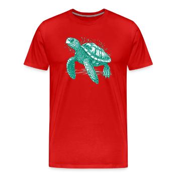 Turtles are great and beautiful sea creatures - Men's Premium Organic T-Shirt - red - Front - Damien (186cm)
