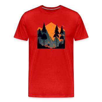 Einfache Landschaft - Männer Premium Bio T-Shirt - Rot - Vorne - Damien (186cm)