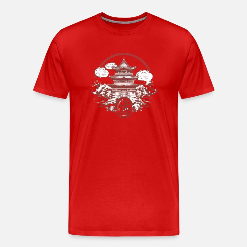 Chinesische Folklore - Männer Premium Bio T-Shirt - Rot