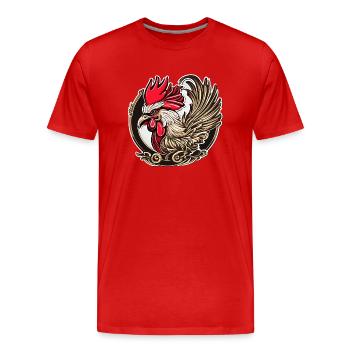 Coq de la chance - T-shirt bio Premium Homme - rouge - Devant - Damien (186cm)