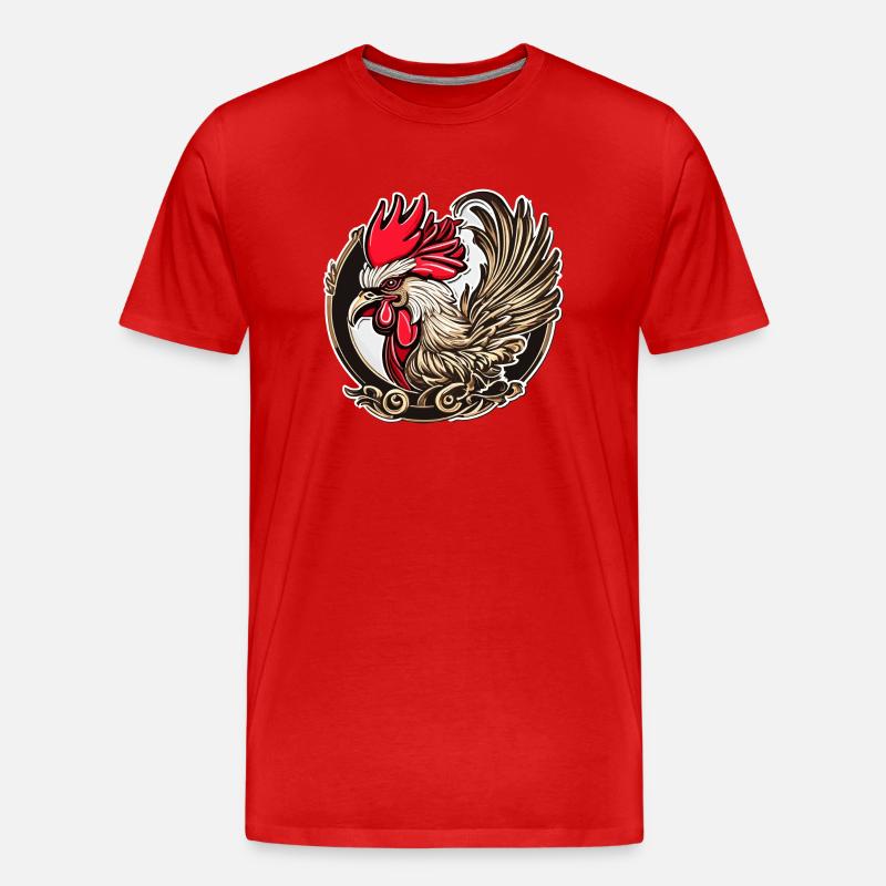 Hahn des Glücks - Männer Premium Bio T-Shirt - Rot