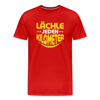 Lächle jeden Kilometer Laufen Joggen - Männer Premium Bio T-Shirt - Rot - Vorne - Damien (186cm)