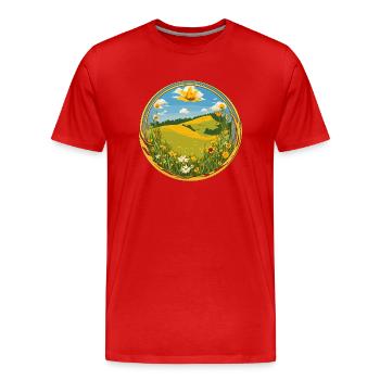 Blühender Frühling - Männer Premium Bio T-Shirt - Rot - Vorne - Damien (186cm)
