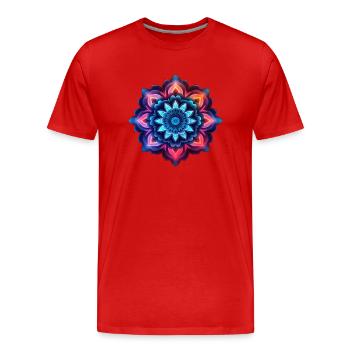 Mandala colorful flower neon - Men's Premium Organic T-Shirt - red - Front - Damien (186cm)