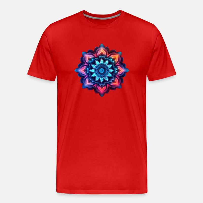Mandala Fleur Colorée Néons - T-shirt bio Premium Homme - rouge