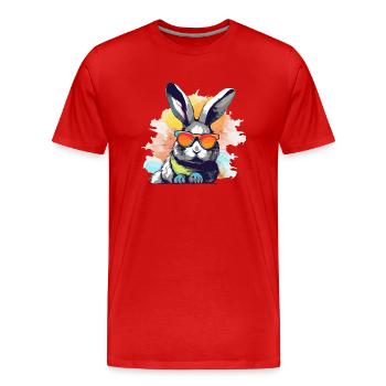 Log the rabbit - Men's Premium Organic T-Shirt - red - Front - Damien (186cm)