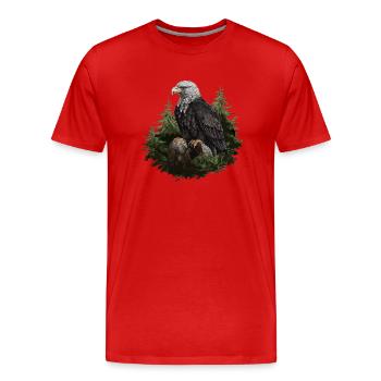 Forêt animale d’aigle à tête blanche - T-shirt bio Premium Homme - rouge - Devant - Damien (186cm)