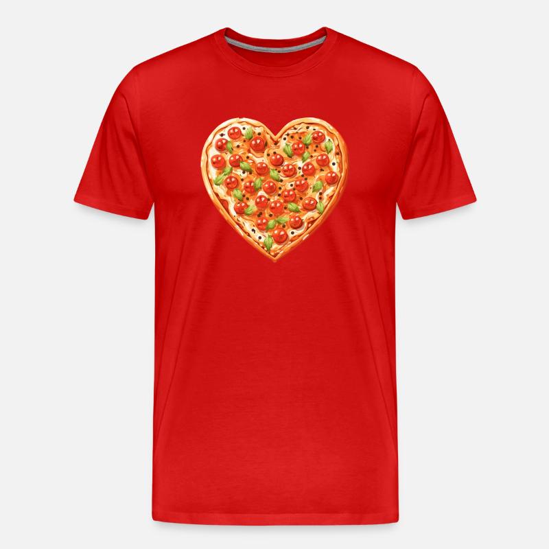 Love Pizza - Ich Liebe Pizza - Männer Premium Bio T-Shirt - Rot