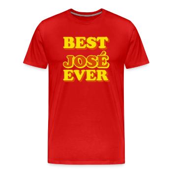 José Prénom Drôle de cadeau - T-shirt bio Premium Homme - rouge - Devant - Damien (186cm)