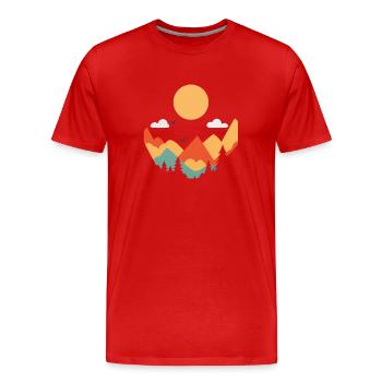 Paysage simple - T-shirt bio Premium Homme - rouge - Devant - Damien (186cm)
