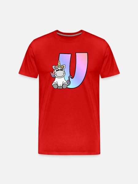 Einhorn Buchstabe U - Männer Premium Bio T-Shirt - Rot