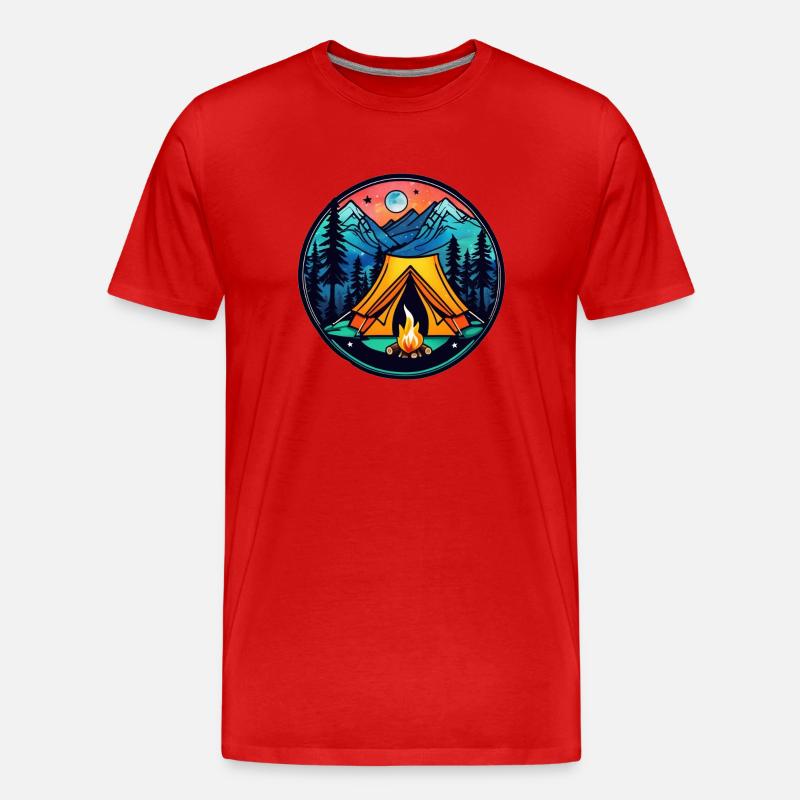 Camping & Lagerfeuer - Männer Premium Bio T-Shirt - Rot