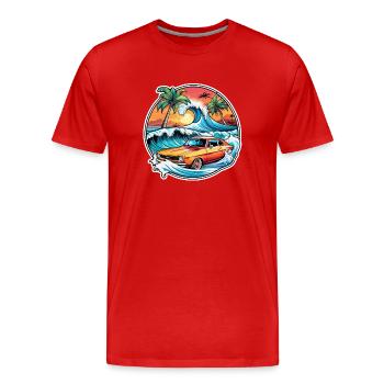 Surfen Strand Palme Sonnenschein Urlaub - Männer Premium Bio T-Shirt - Rot - Vorne - Damien (186cm)
