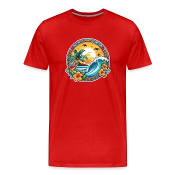 Surfen Strand Palme Sonnenschein Urlaub - Männer Premium Bio T-Shirt - Rot - Vorne - Damien (186cm)