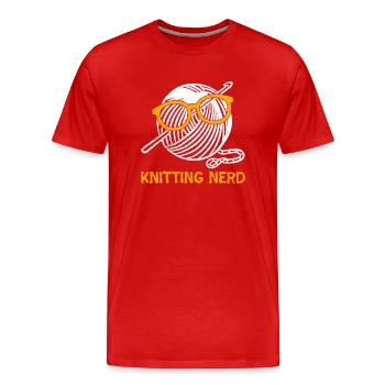 Knitting Crochet Yarn Vintage Graphic Stricken - Männer Premium Bio T-Shirt - Rot - Vorne - Damien (186cm)