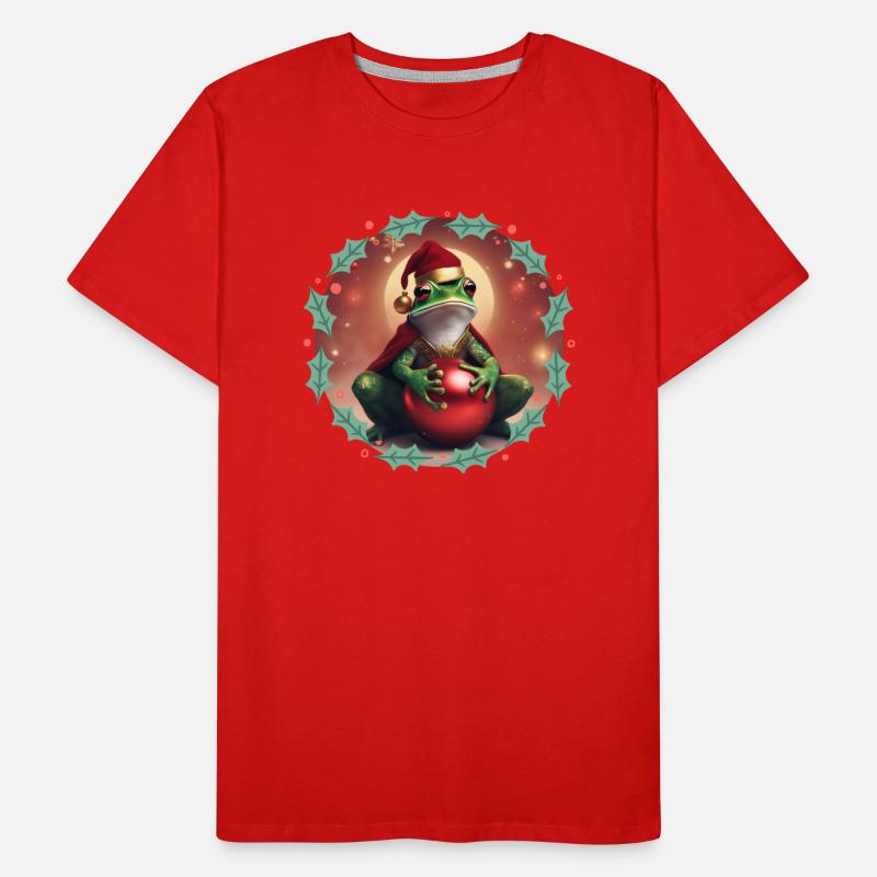 Frosch mit Weihnachtskugel 2 Männer Premium Bio T-Shirt