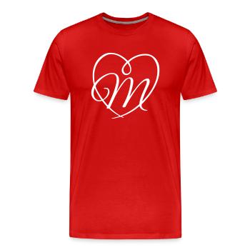 Buchstabe M Kalligrafie Herz - Männer Premium Bio T-Shirt - Rot - Vorne - Damien (186cm)