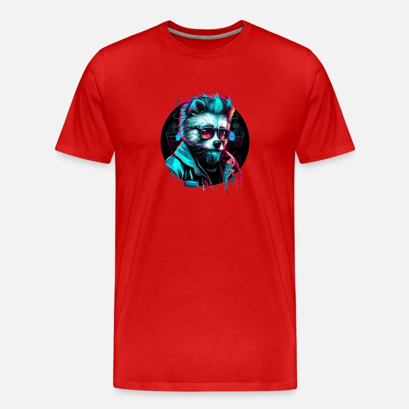 Cyber-Panda - Männer Premium Bio T-Shirt - Rot