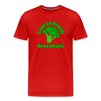 I am so fresh brocoholic, veganuary vegan gemüse - Männer Premium Bio T-Shirt - Rot - Vorne - Damien (186cm)