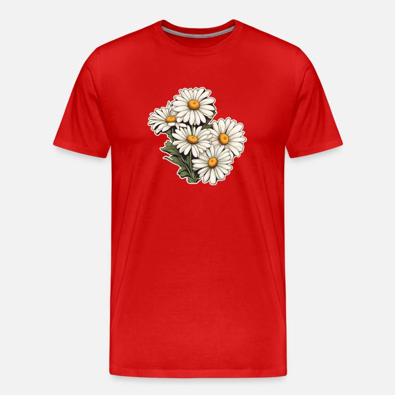 Gänseblümchen 5 Blüten - Männer Premium Bio T-Shirt - Rot