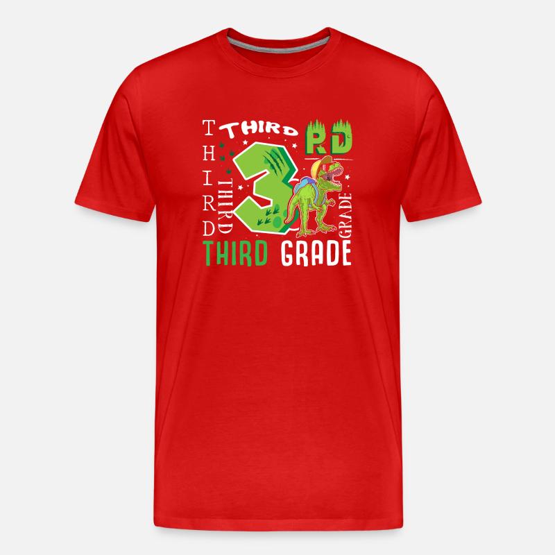3. Klasse Dino T-Rex - Männer Premium Bio T-Shirt - Rot