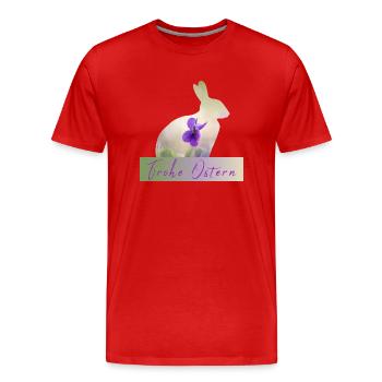 Frohe Ostern Hase - Männer Premium Bio T-Shirt - Rot - Vorne - Damien (186cm)