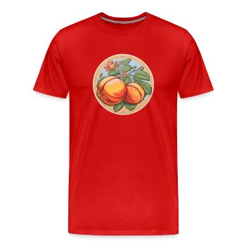 Pfirsich und Blüte - Männer Premium Bio T-Shirt - Rot - Vorne - Damien (186cm)