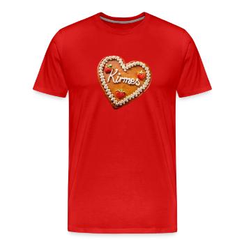 Kirmes-Lebkuchenherz - Männer Premium Bio T-Shirt - Rot - Vorne - Damien (186cm)