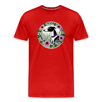 Schwarz-weißer Windhund - Männer Premium Bio T-Shirt - Rot - Vorne - Damien (186cm)