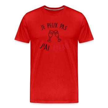 je peux pas j'ai apéro / apéritif / alcool - T-shirt bio Premium Homme - rouge - Devant - Damien (186cm)