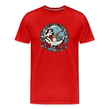 Pin-up de Noël - T-shirt bio Premium Homme - rouge - Devant - Damien (186cm)