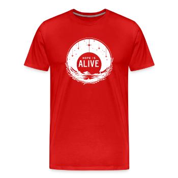 L’espoir est vivant - T-shirt bio Premium Homme - rouge - Devant - Damien (186cm)