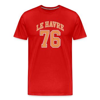 Le Havre 76 - T-shirt bio Premium Homme - rouge - Devant - Damien (186cm)