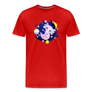 Mignon axolotl sur la lune bulles volantes bulles bulles - T-shirt bio Premium Homme - rouge - Devant - Damien (186cm)