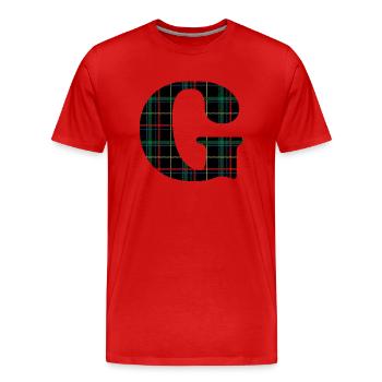 Monogramm g Schottischer Tartan - Männer Premium Bio T-Shirt - Rot - Vorne - Damien (186cm)