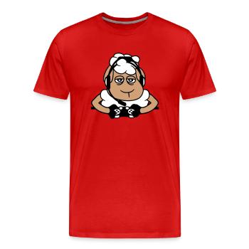 mouton gamer manette jeu vidéo nerd triste fun - T-shirt bio Premium Homme - rouge - Devant - Damien (186cm)