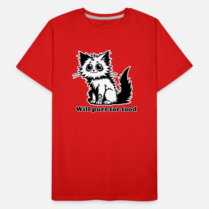 Chat sans abri - Will ronronnera pour la conception de nourriture T-shirt bio Premium Homme