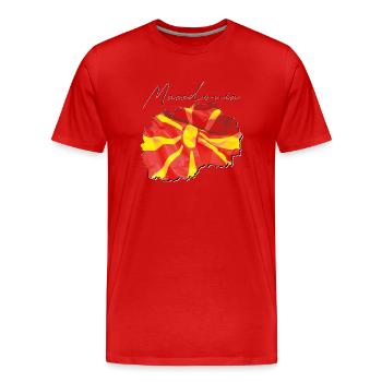 Drapeau de la Macédoine en Macédoine Carte FR - T-shirt bio Premium Homme - rouge - Devant - Damien (186cm)