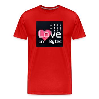 Liebe in Bytes Pixel Art - Männer Premium Bio T-Shirt - Rot - Vorne - Damien (186cm)