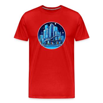 Stadt Nachthimmel - Männer Premium Bio T-Shirt - Rot - Vorne - Damien (186cm)