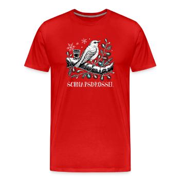 Schnaps Drossel Vogel Weihnachten - Männer Premium Bio T-Shirt - Rot - Vorne - Damien (186cm)