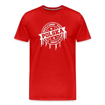 Bienvenue chez Polska 1 - T-shirt bio Premium Homme - rouge - Devant - Damien (186cm)