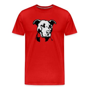 Pitbull zweifarbig 2 - Hund Kampfhund - Männer Premium Bio T-Shirt - Rot - Vorne - Damien (186cm)
